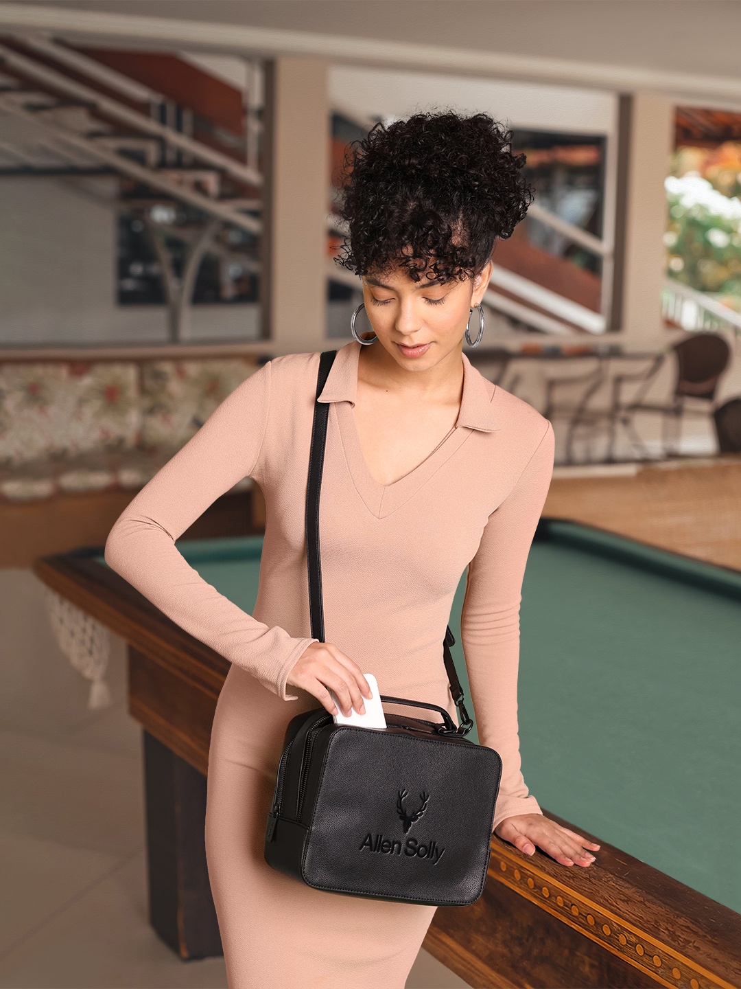 

Allen Solly Structured Handheld Bag, Black