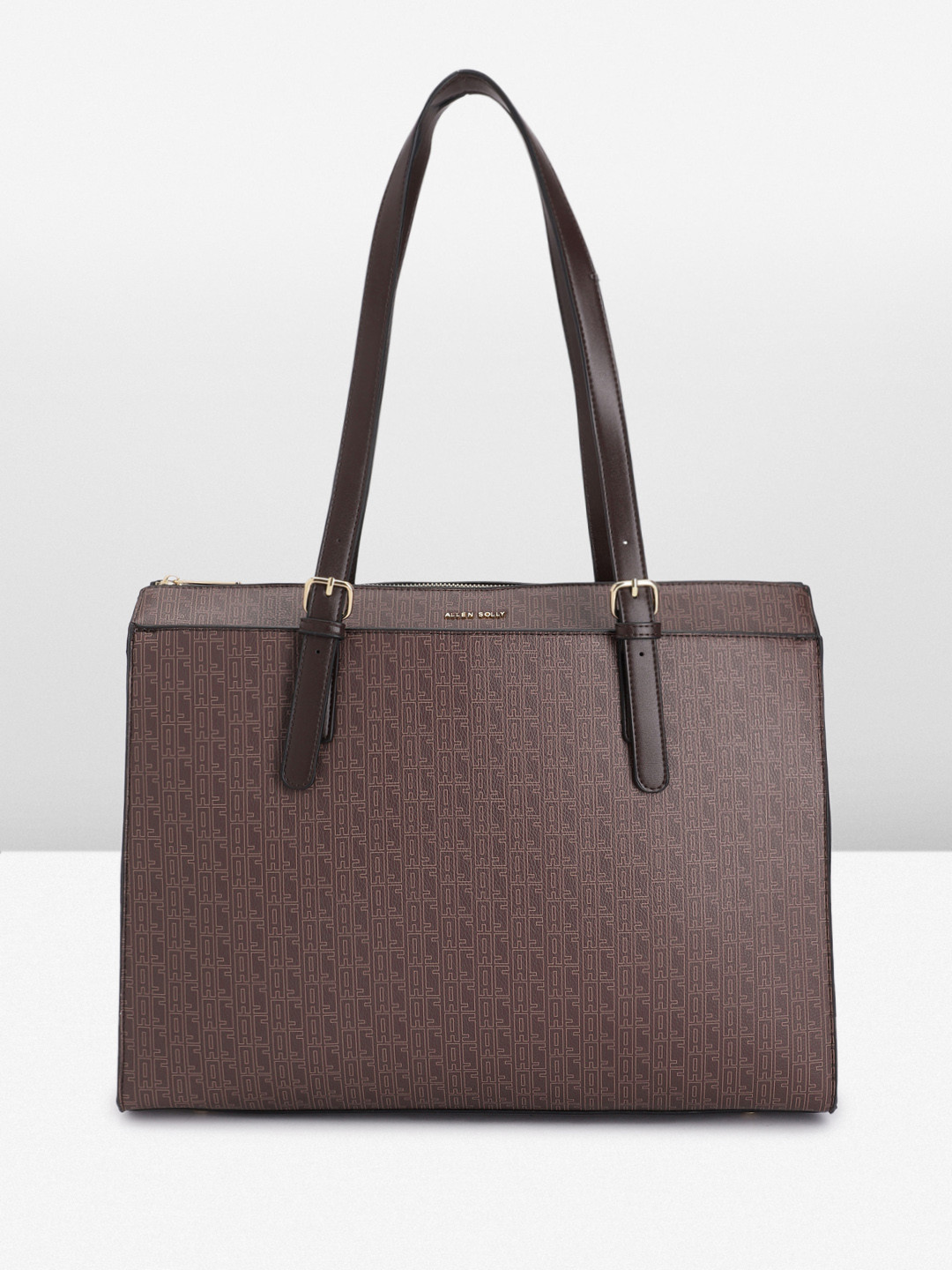 

Allen Solly Brand Logo Print PU Oversized Structured Shoulder Bag, Brown