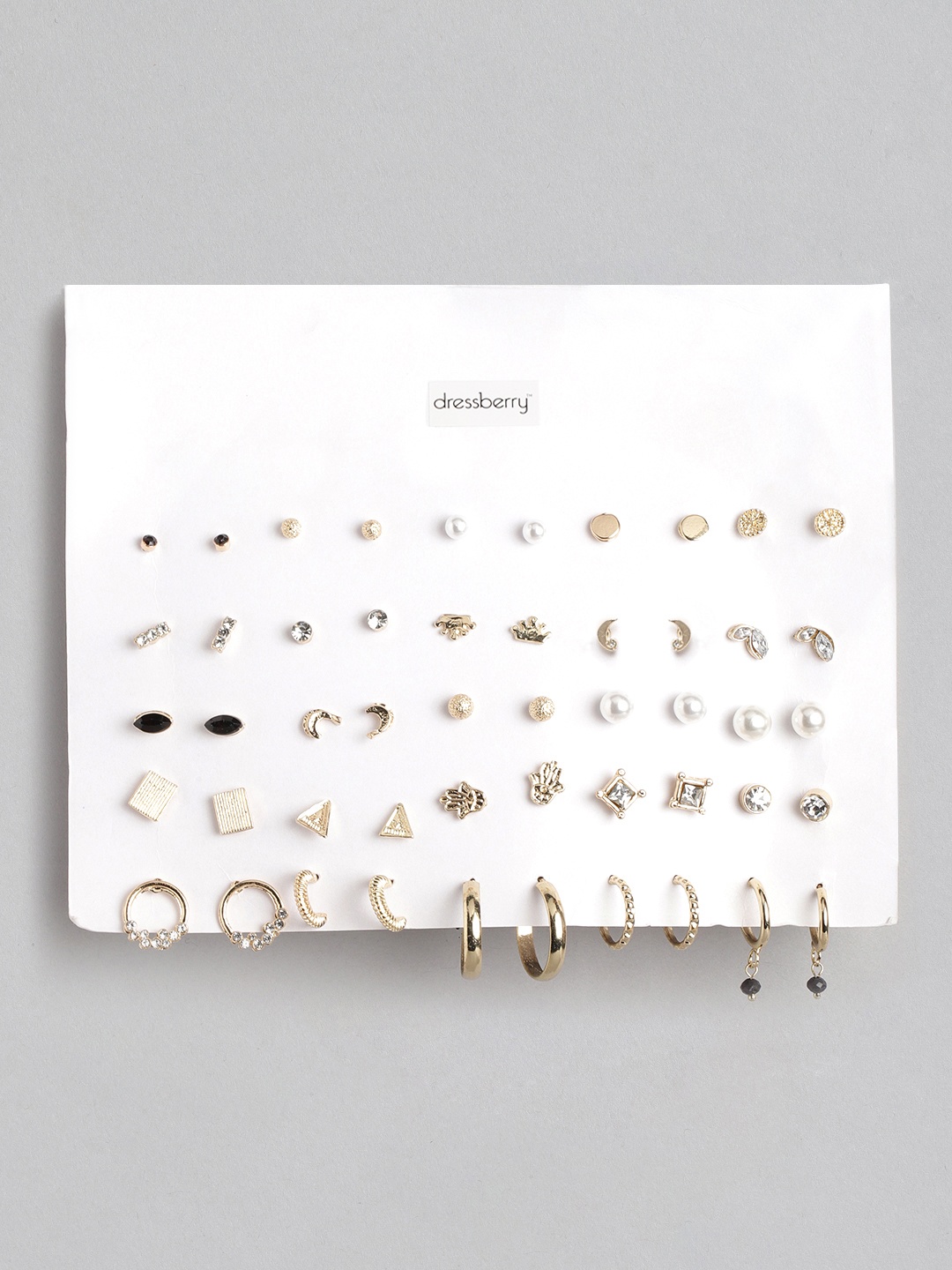

Set Of 25 Gold-Toned Gold-Plated Studs Earrings