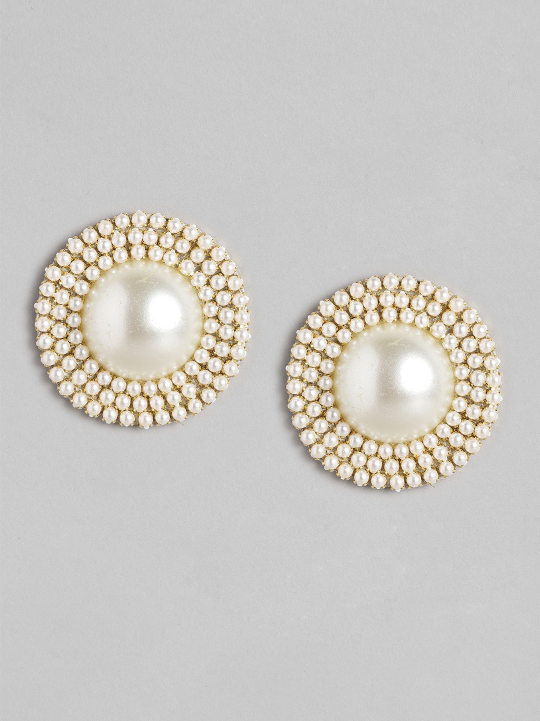 

DressBerry Beaded Circular Ethnic Studs, Gold