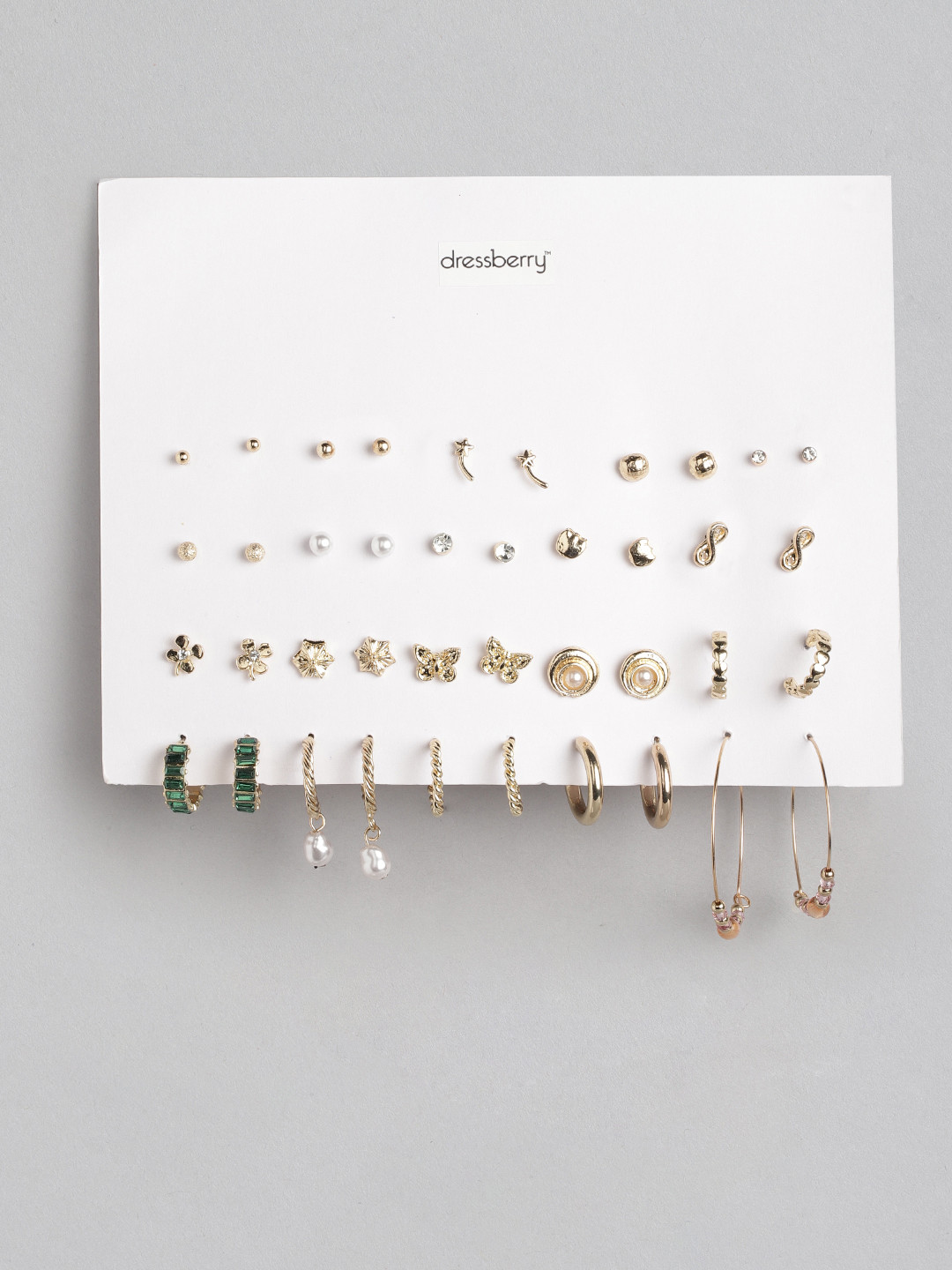 

Set Of 20 Gold-Toned Gold-Plated Studs Earrings