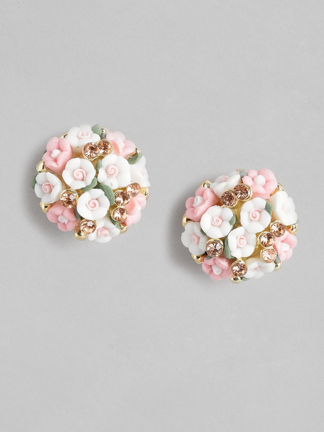 

DressBerry Stone-Studded Floral Studs, Multi
