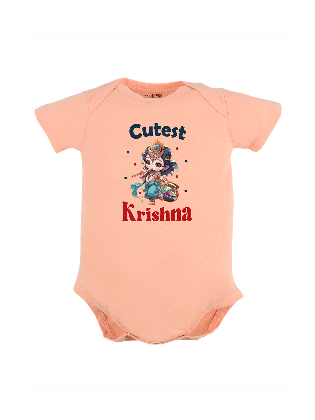 

FFLIRTYGO Infants Janmashtmi Printed Pure Cotton Bodysuit, Peach