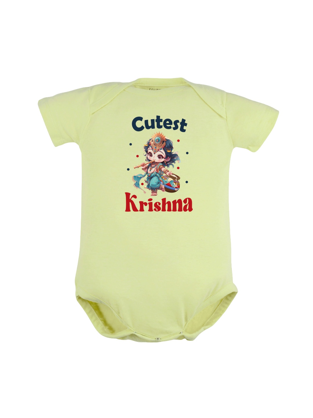 

FFLIRTYGO Infants Kids Janmashtami Special Graphic Printed Pure Cotton Bodysuit, Green