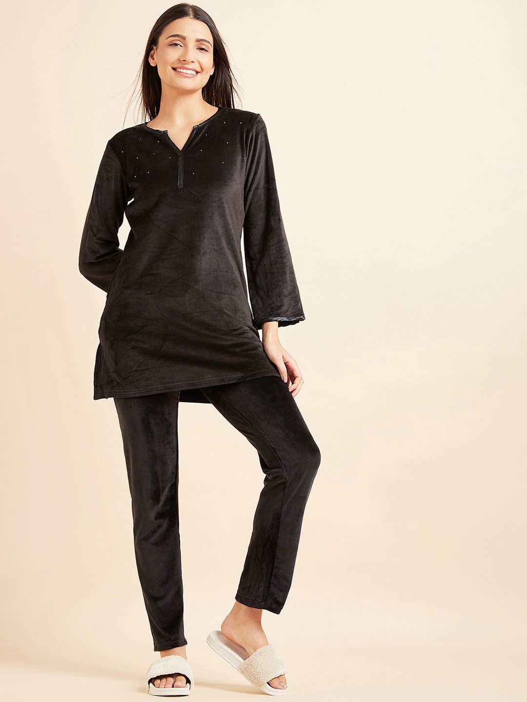 

Sweet Dreams Longline Top With Pyjamas, Black