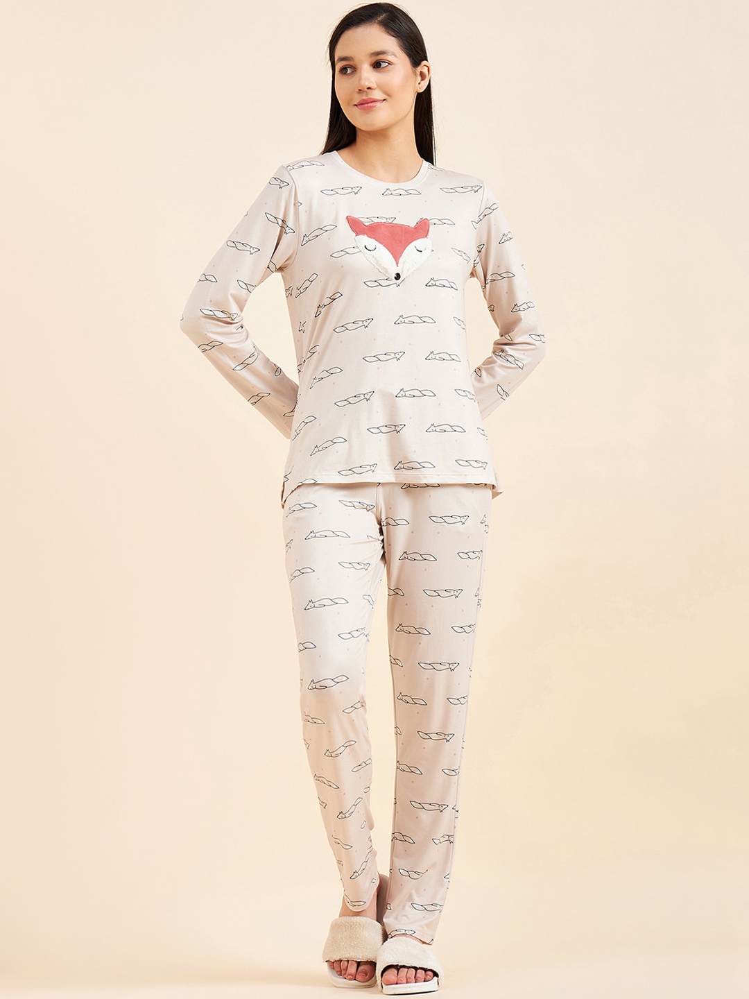 

Sweet Dreams Conversational Printed Night suit, Pink