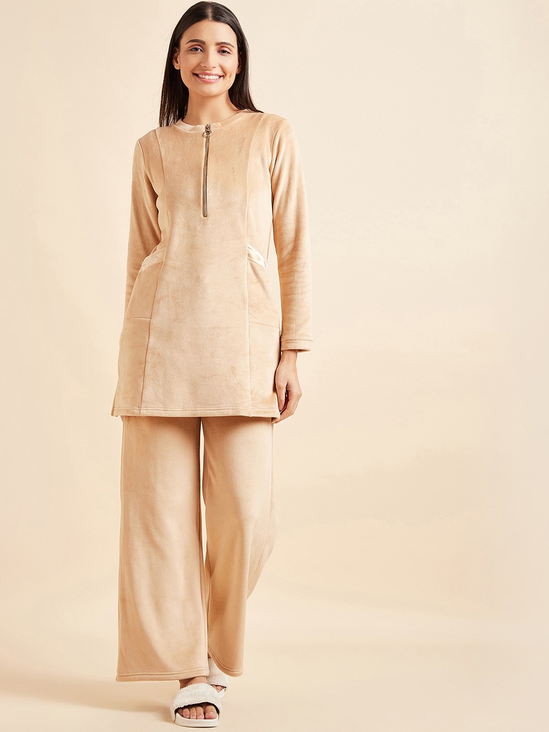 

Sweet Dreams High Neck Night suit, Beige