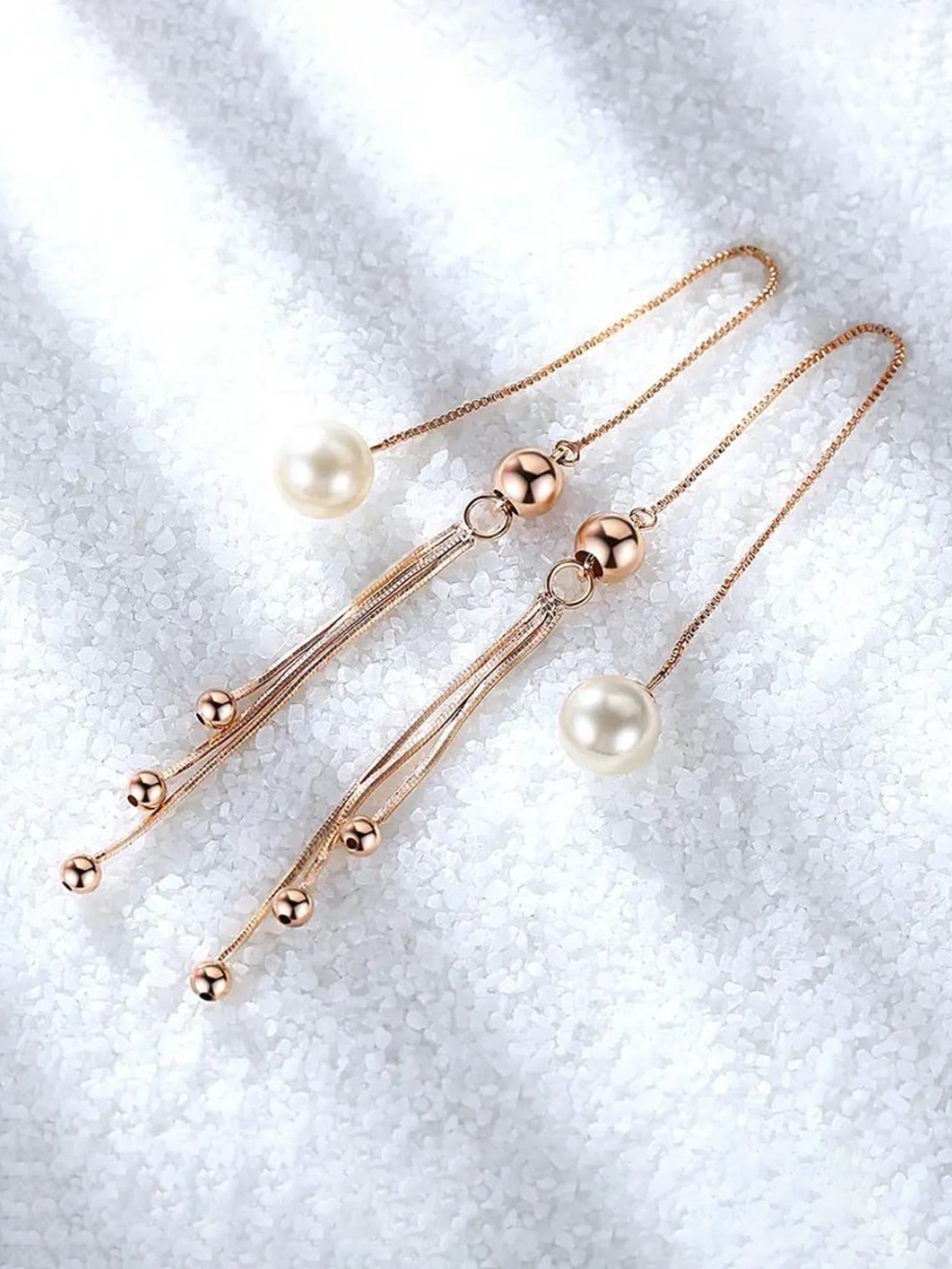 

CHOKORE Tassel Pearl Contemporary Drop Earrings, Gold