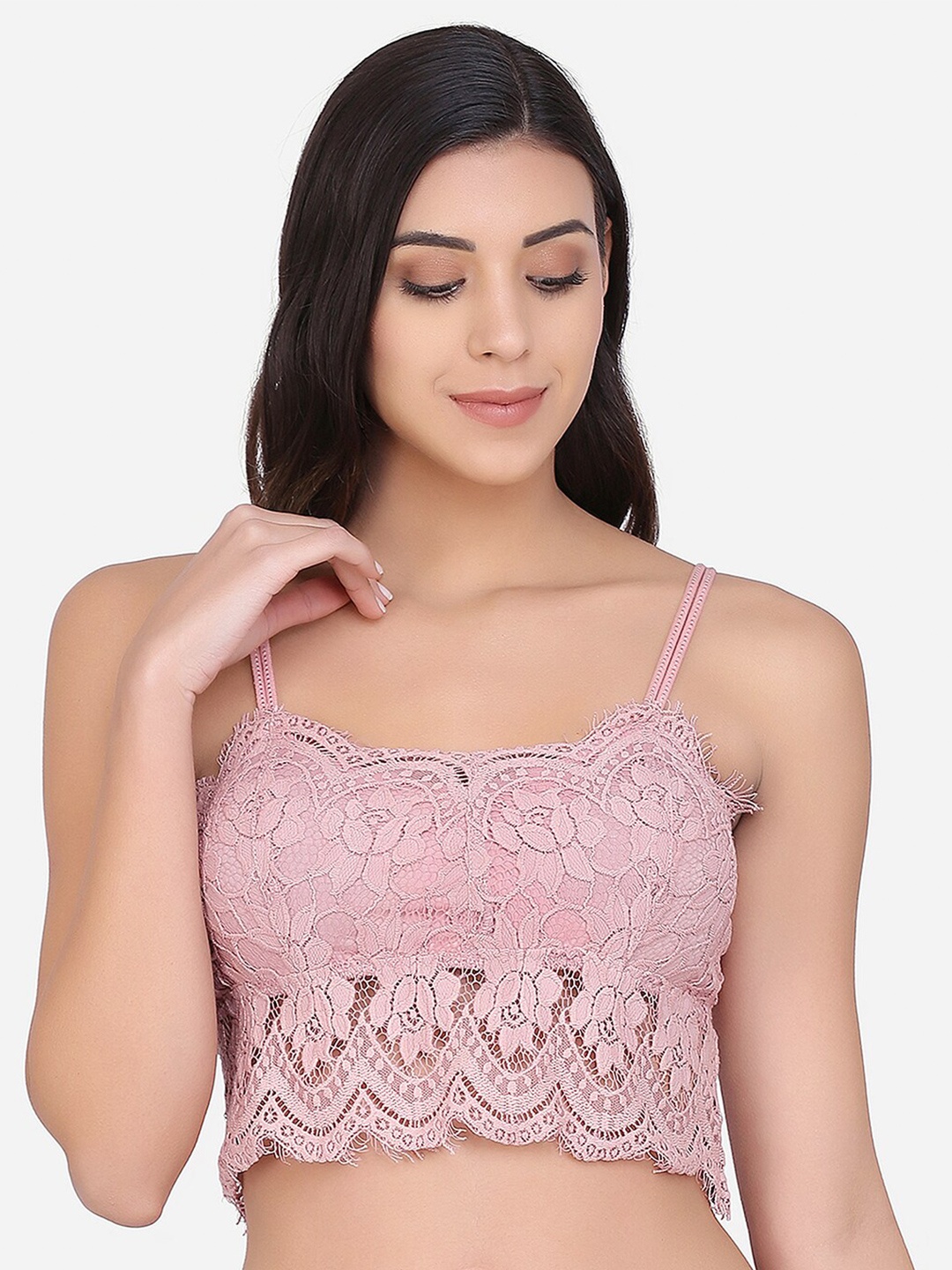 

Da Intimo Full Coverage Lightly Padded Bralette Bra With All Day Comfort, Pink