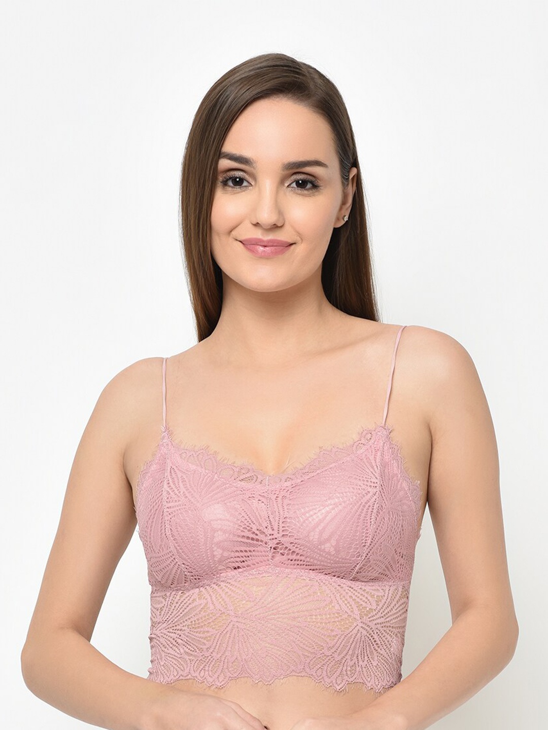

Da Intimo Floral Bralette Full Coverage Lightly Padded Bra With All Day Comfort, Peach