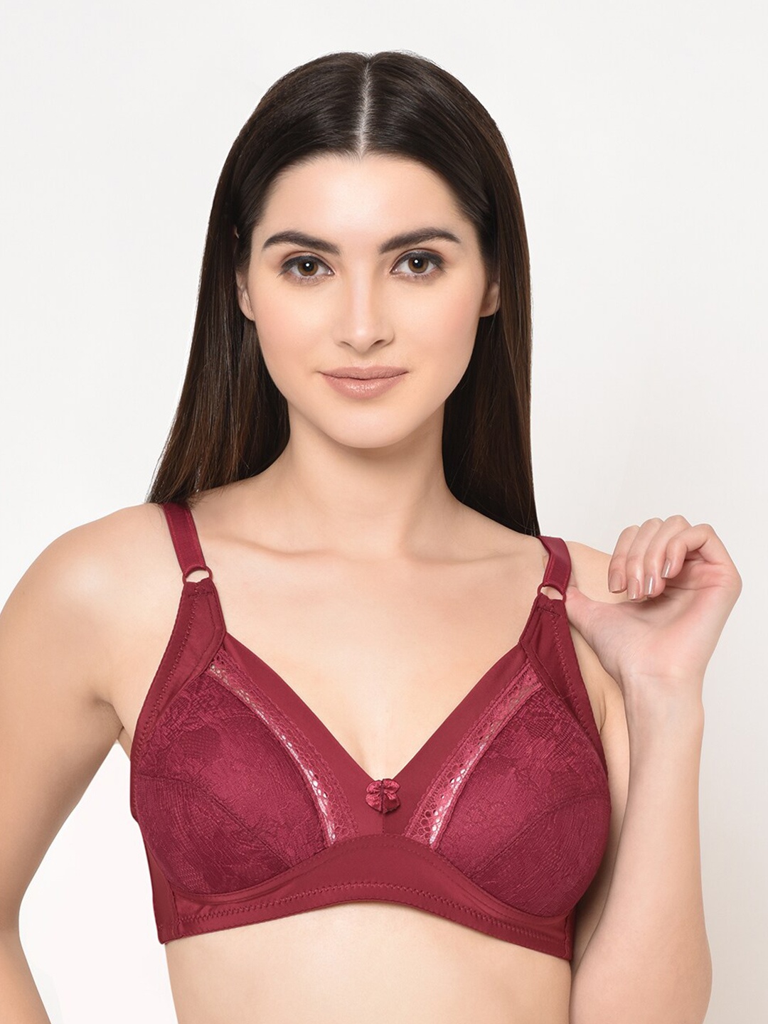 

Da Intimo Floral Medium Coverage Lightly Padded Bra, Maroon