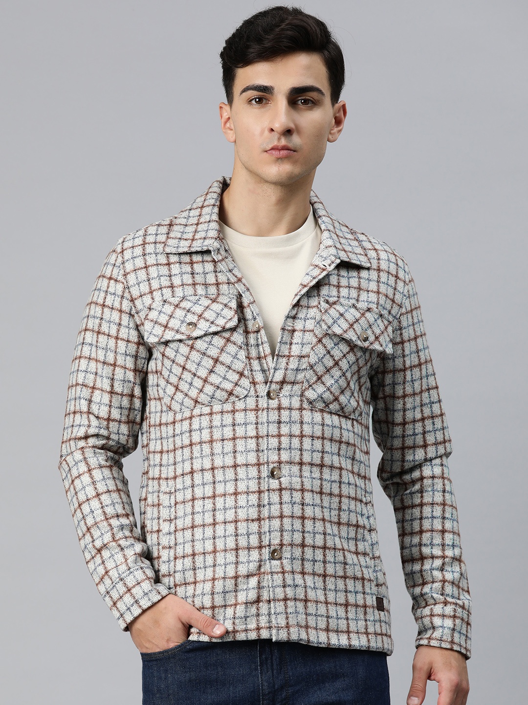 

Pierre Carlo Men Checked Tailored Jacket, Rust