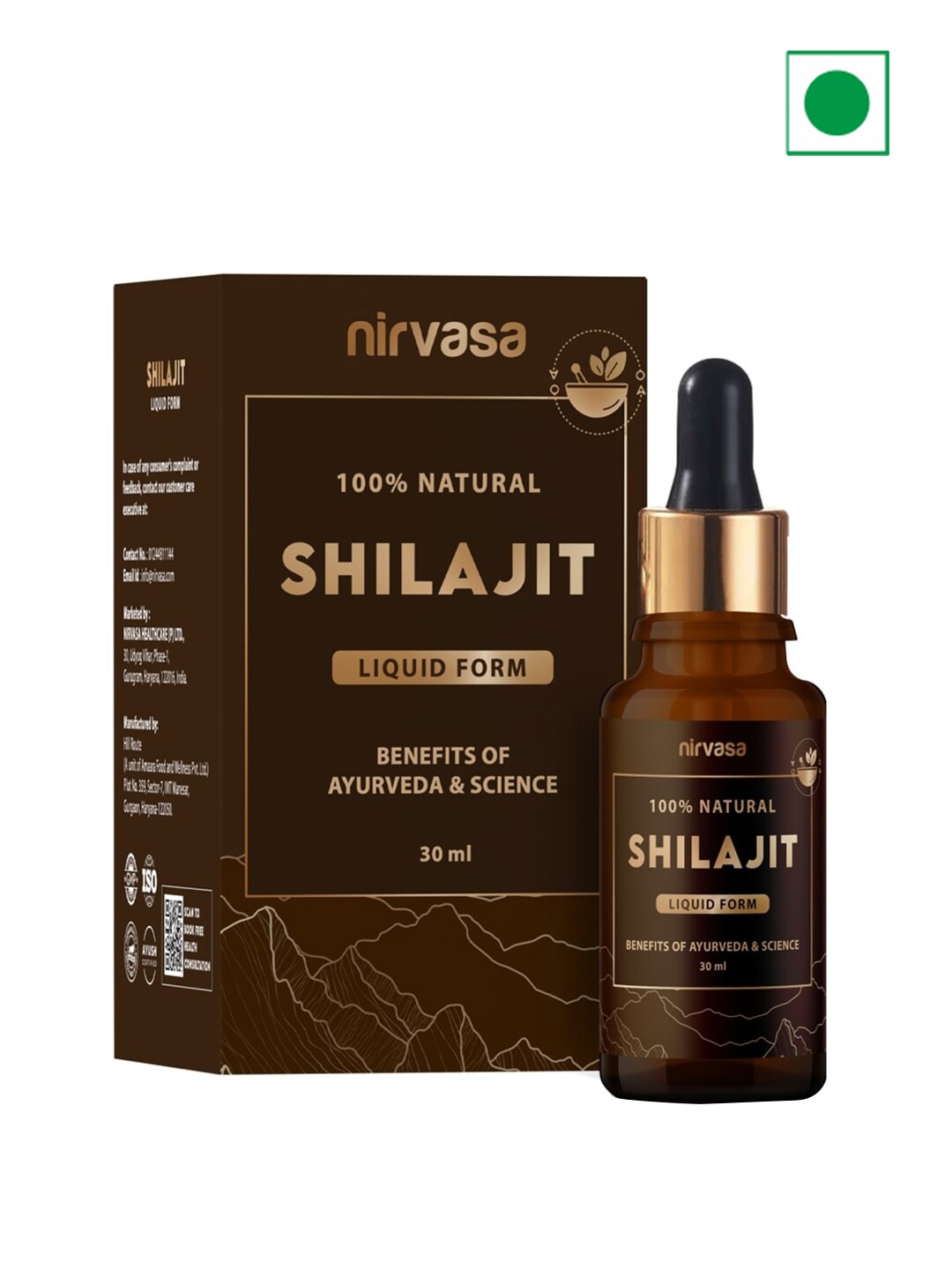 

Nirvasa Pure Ayurvedic Shilajit Liquid - Boosts Power & Immunity - 30ml, Brown
