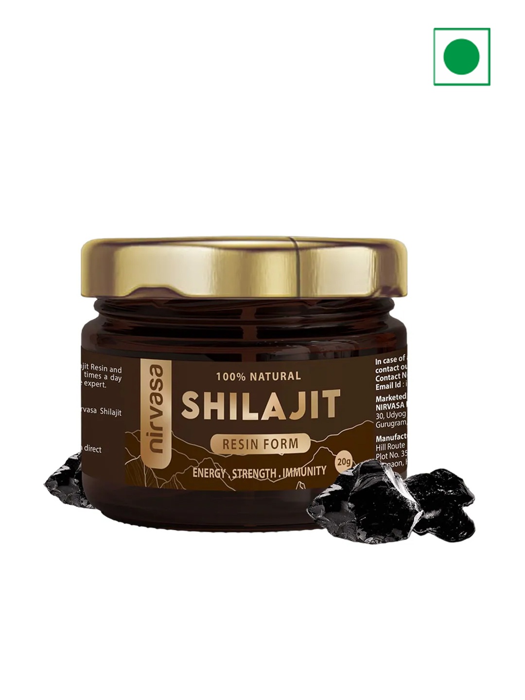 

Nirvasa Pure Shilajit Resin with 70%+ Fulvic Acid - 20g, Brown
