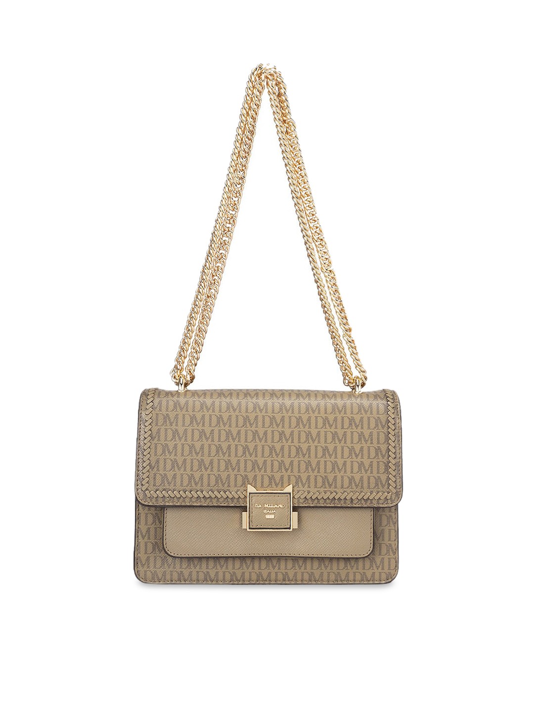 

Da Milano Textured Leather Structured Shoulder Bag, Green
