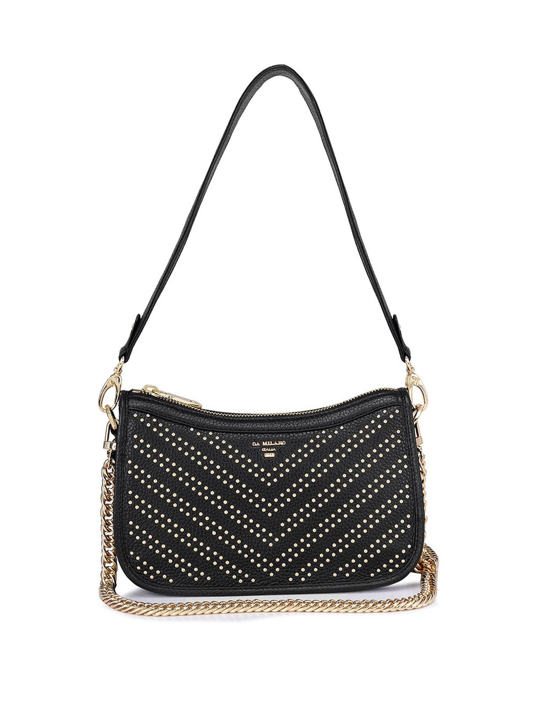 

Da Milano Embellished Leather Sling Bag, Black