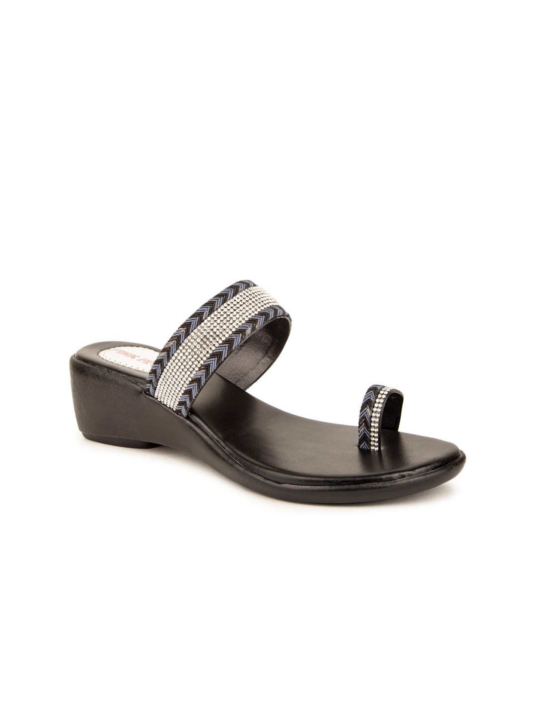

Pink Fever Embellished One Toe Comfort Heels, Black