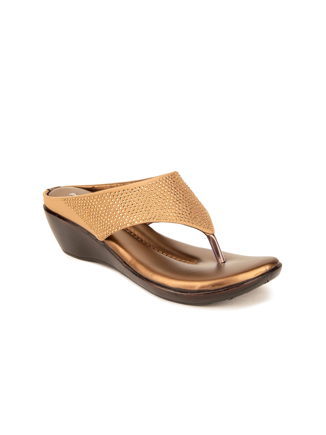 

Pink Fever Embellished Open Toe Comfort Heels, Copper