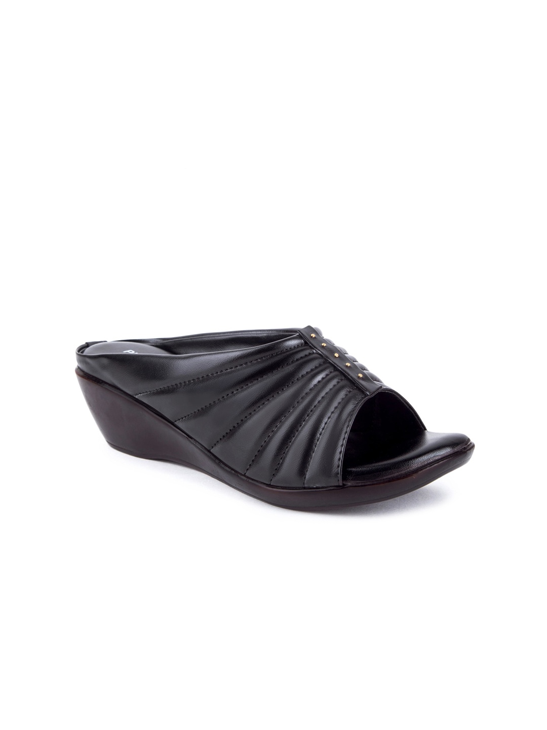 

Pink Fever Open Toe Wedge Heels, Black