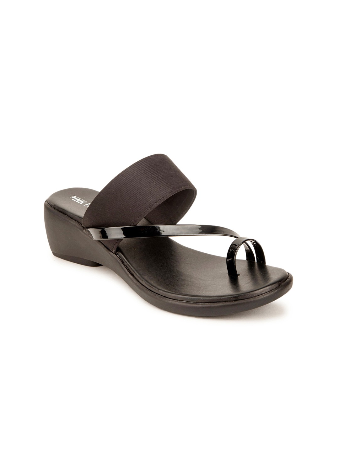 

Pink Fever Open One Toe Wedges, Black