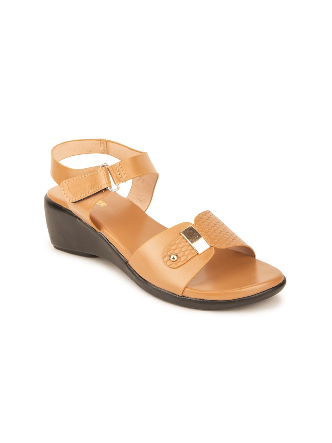 

Pink Fever Textured Open Toe Comfort Heels, Beige
