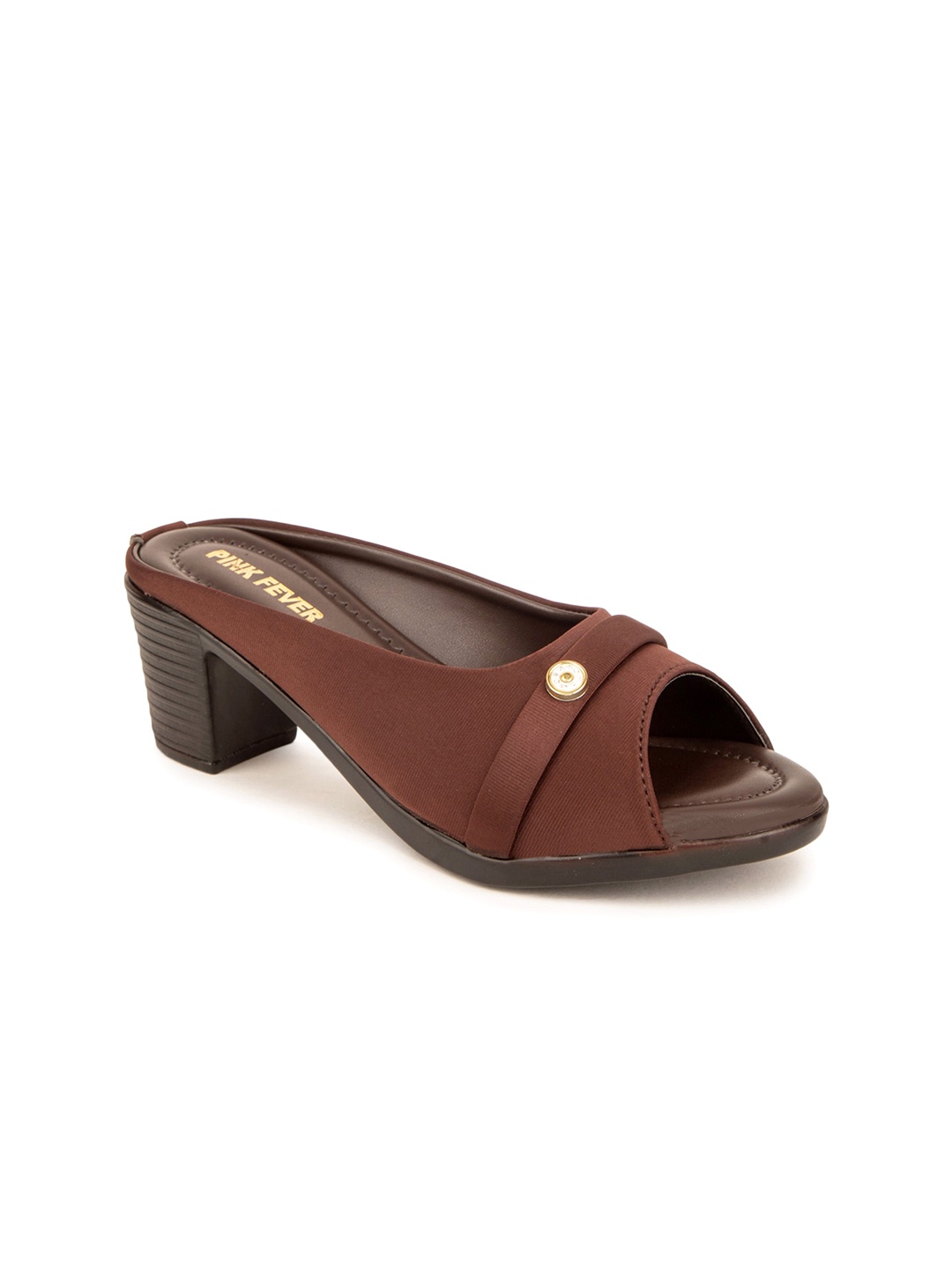 

Pink Fever Peep Toe Block Heels, Brown