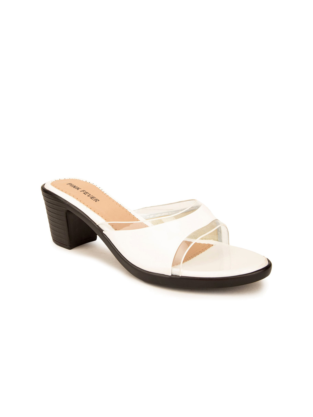 

Pink Fever Open Toe Block Heels, White