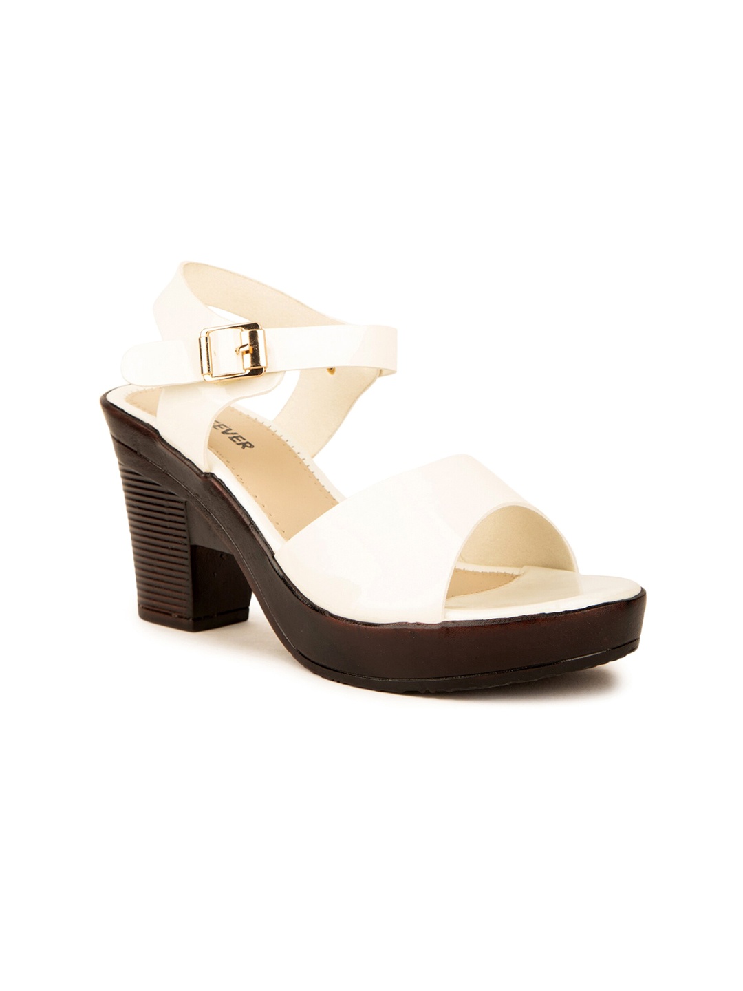 

Pink Fever Open Toe Platform Heels, White