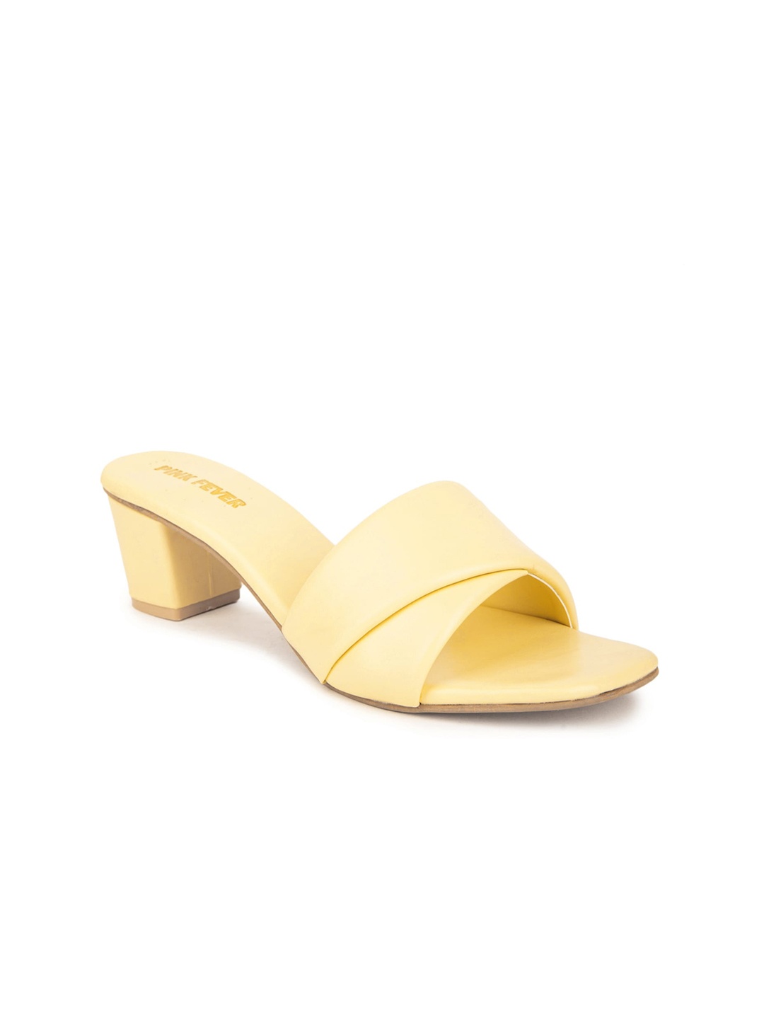 

Pink Fever Open Toe Block Heels, Yellow