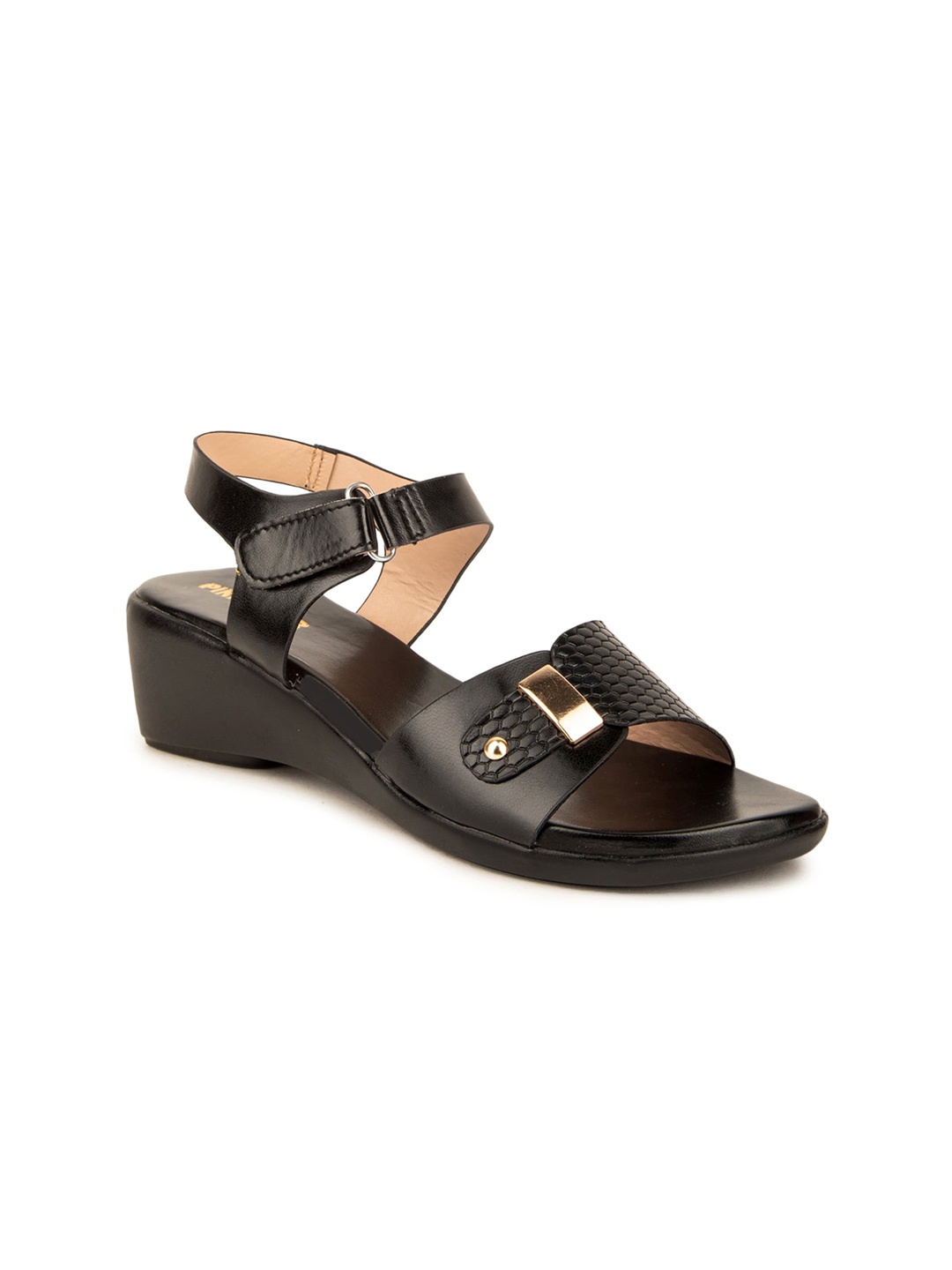 

Pink Fever Textured Open Toe Comfort Heels, Black
