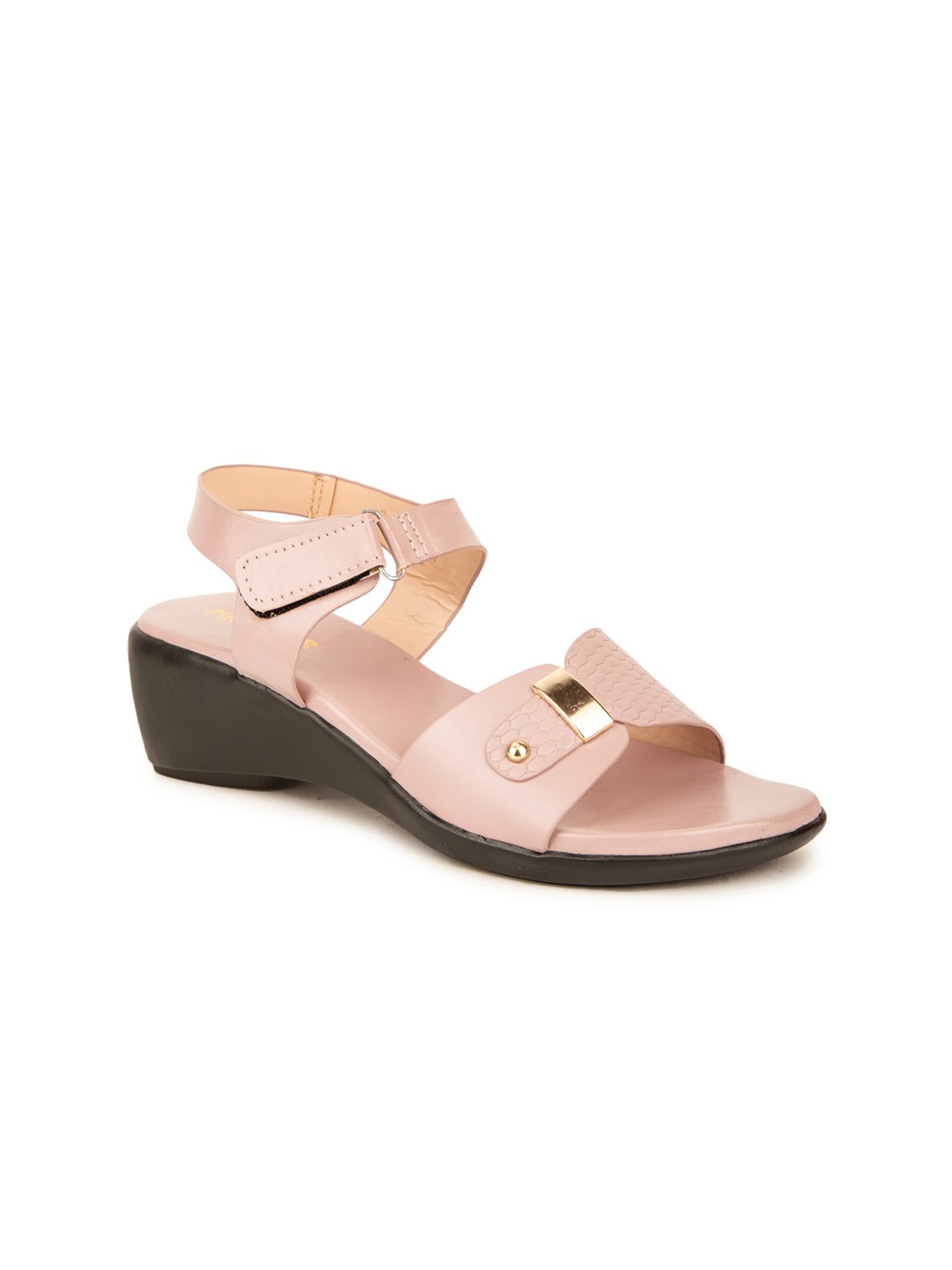 

Pink Fever Textured Open Toe Comfort Heels