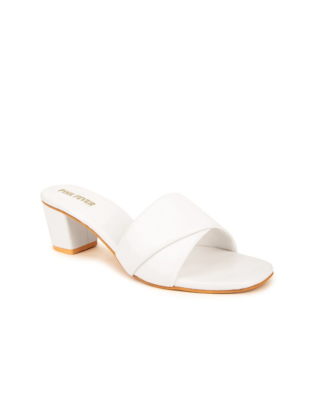 

Pink Fever Open Toe Block Heels, White