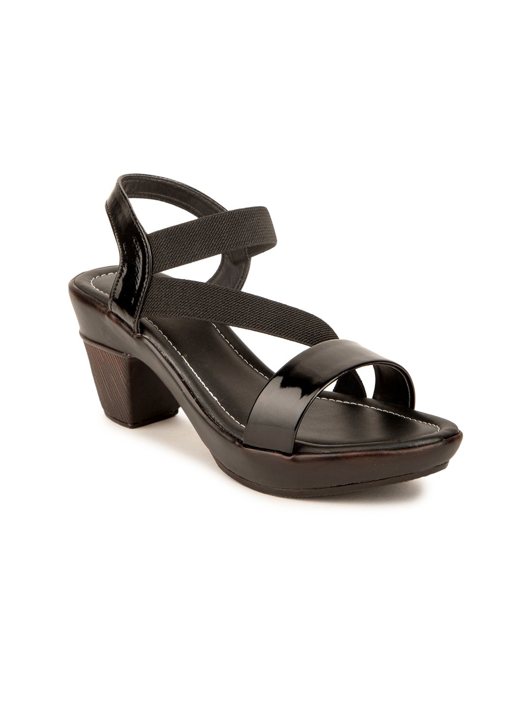 

Pink Fever Open Toe Platform Heels, Black