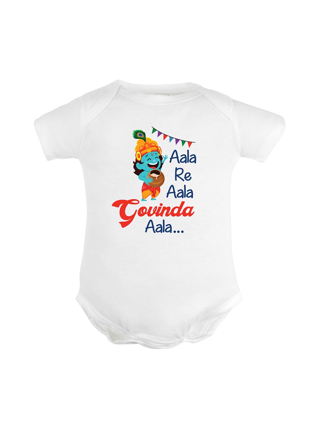 

FFLIRTYGO Infant Janmastami-Printed Pure-Cotton Bodysuit, White