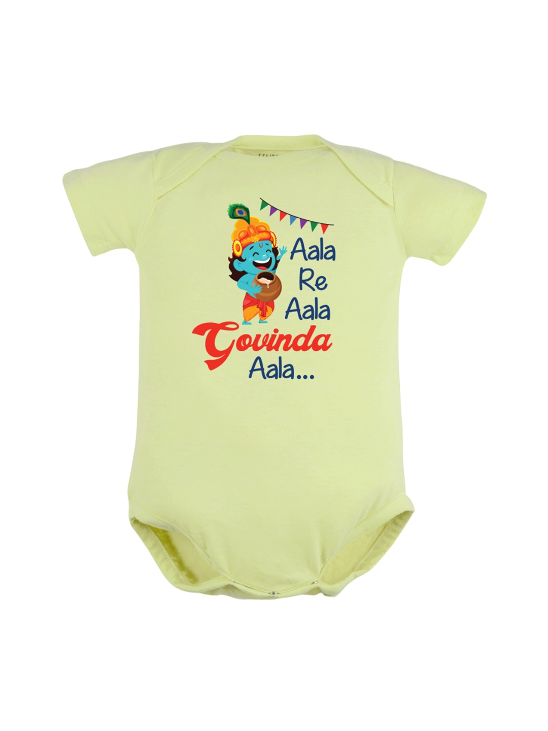 

FFLIRTYGO Infant Kids Janmashtmi Printed Pure Cotton Bodysuit, Green