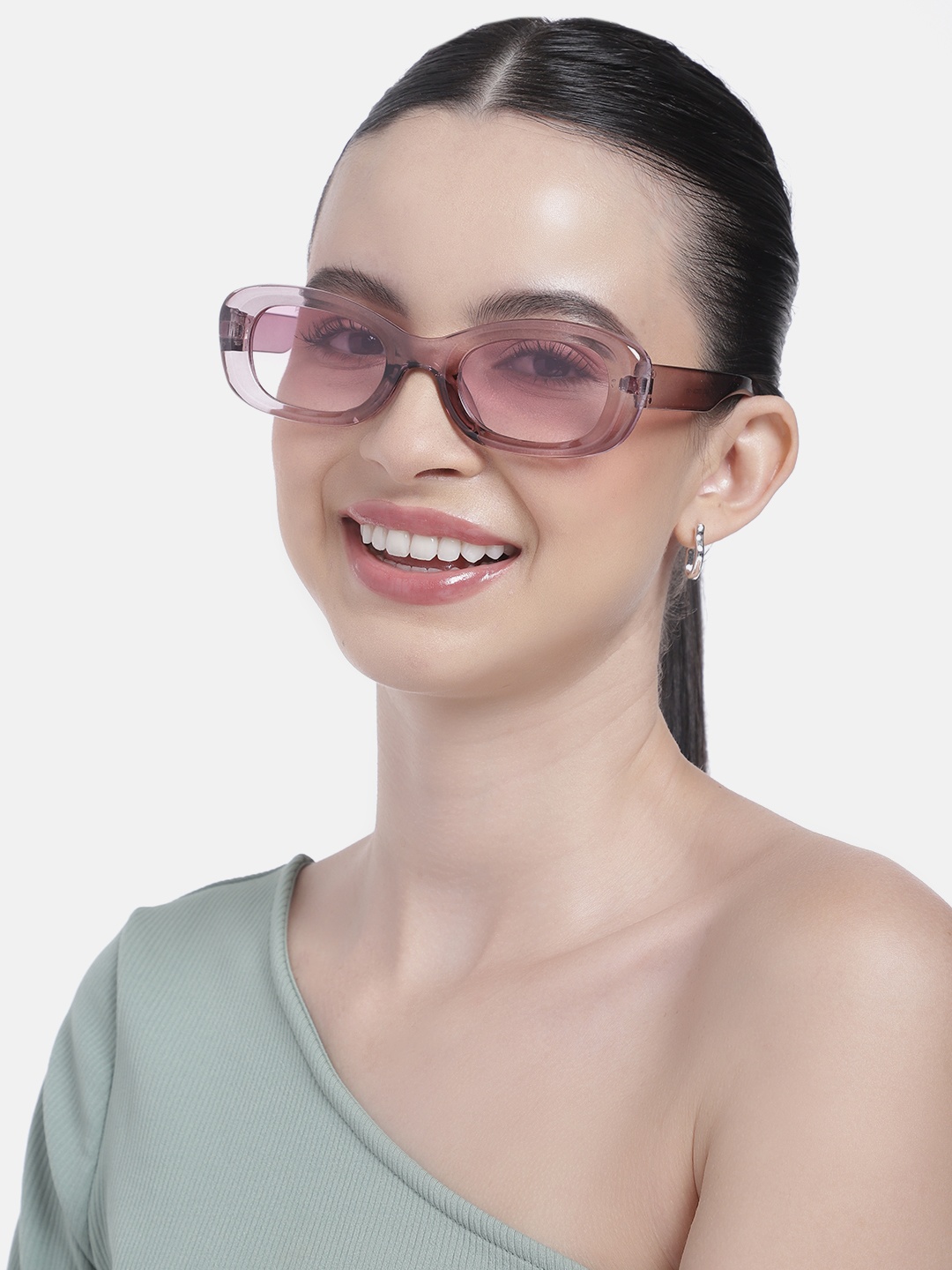 

DressBerry Unisex Pink Lens & Pink Rectangle Sunglasses with UV Protected Lens