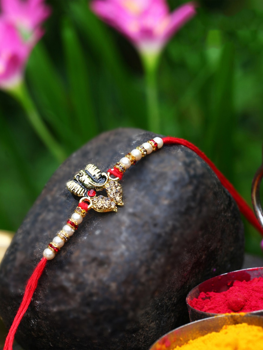 

Vighnaharta Set Of 2 Charm Detail Rakhi, Gold