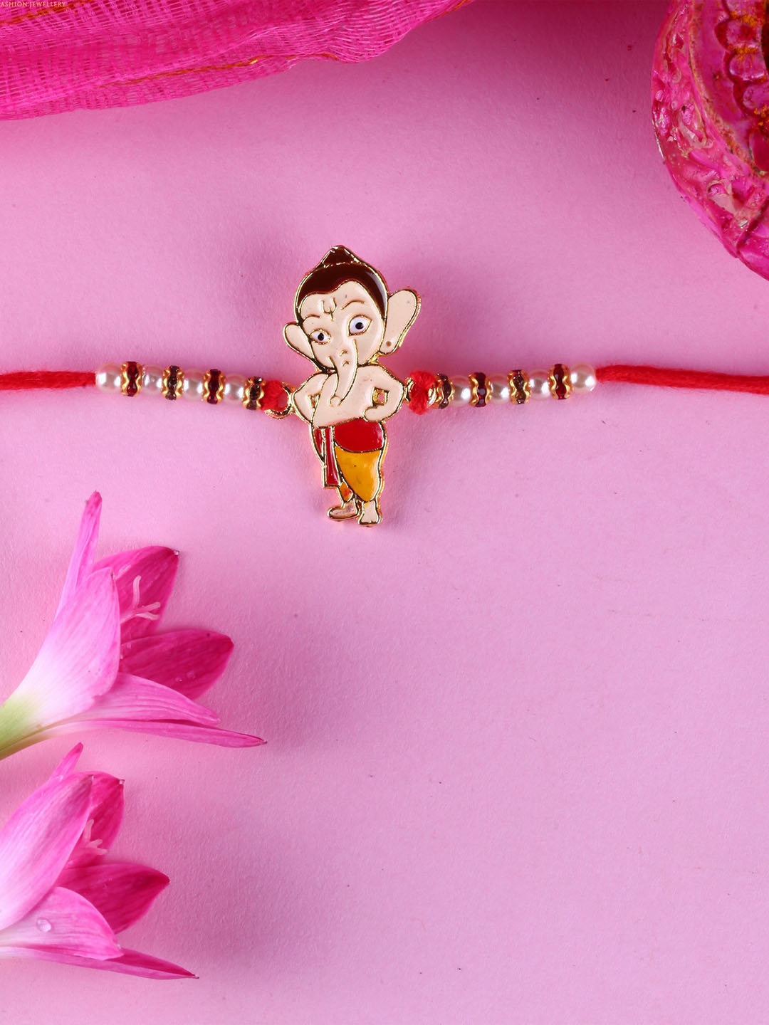 

Vighnaharta Set Of 2 Charm Detail Rakhi, Gold