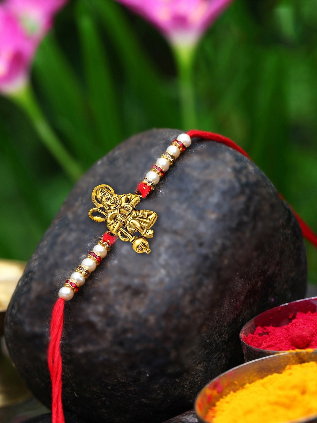 

Vighnaharta Set Of 2 Charm Detail Rakhi, Gold