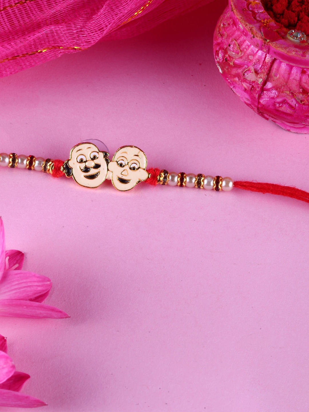 

Vighnaharta Set Of 2 Motu Patlu Doramon Cartoon Charm Detail Rakhi, Gold