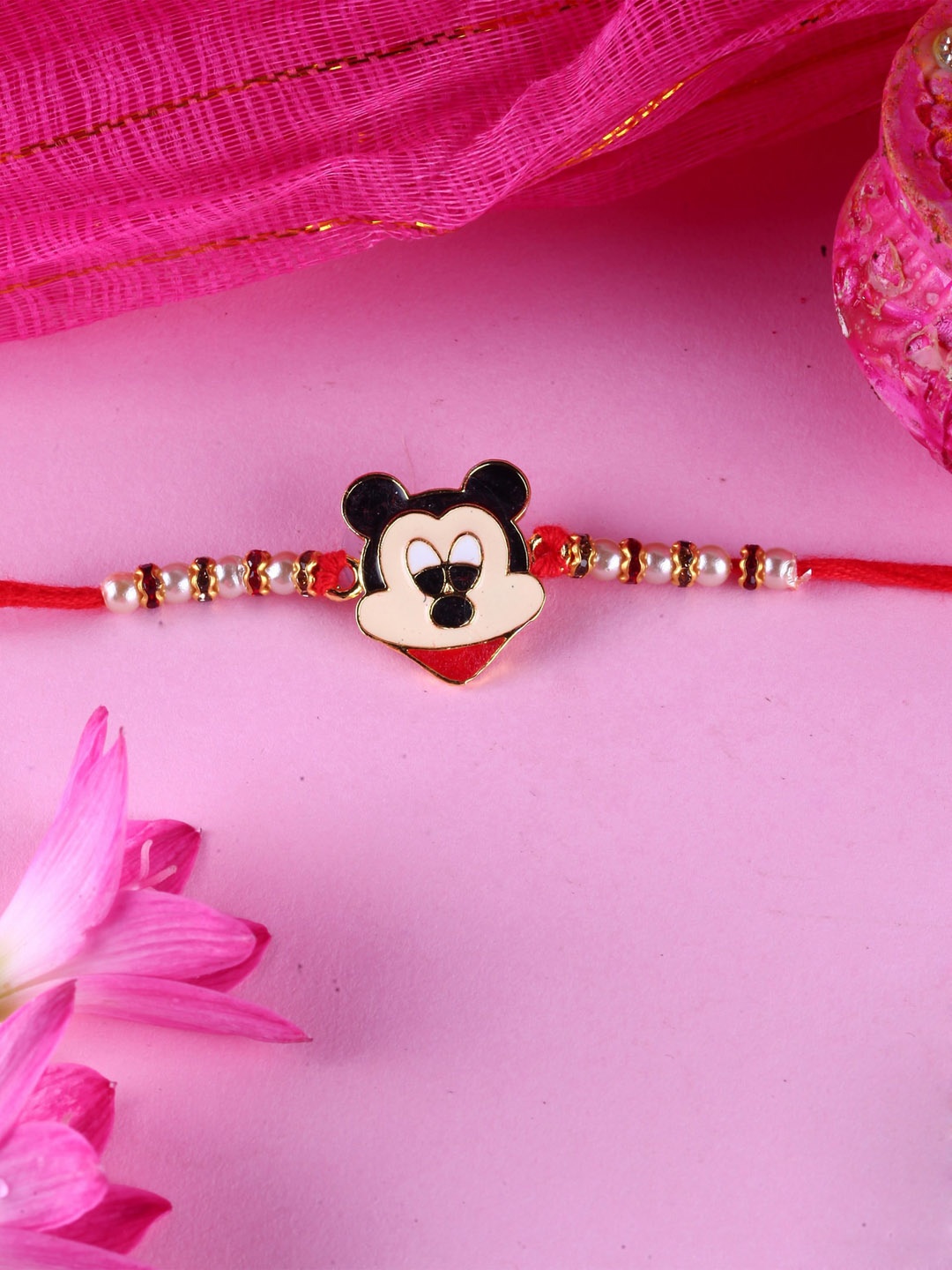 

Vighnaharta Set Of 2 Peppa Pig Mickey Mouse Cartoon Charm Detail Rakhi, Gold