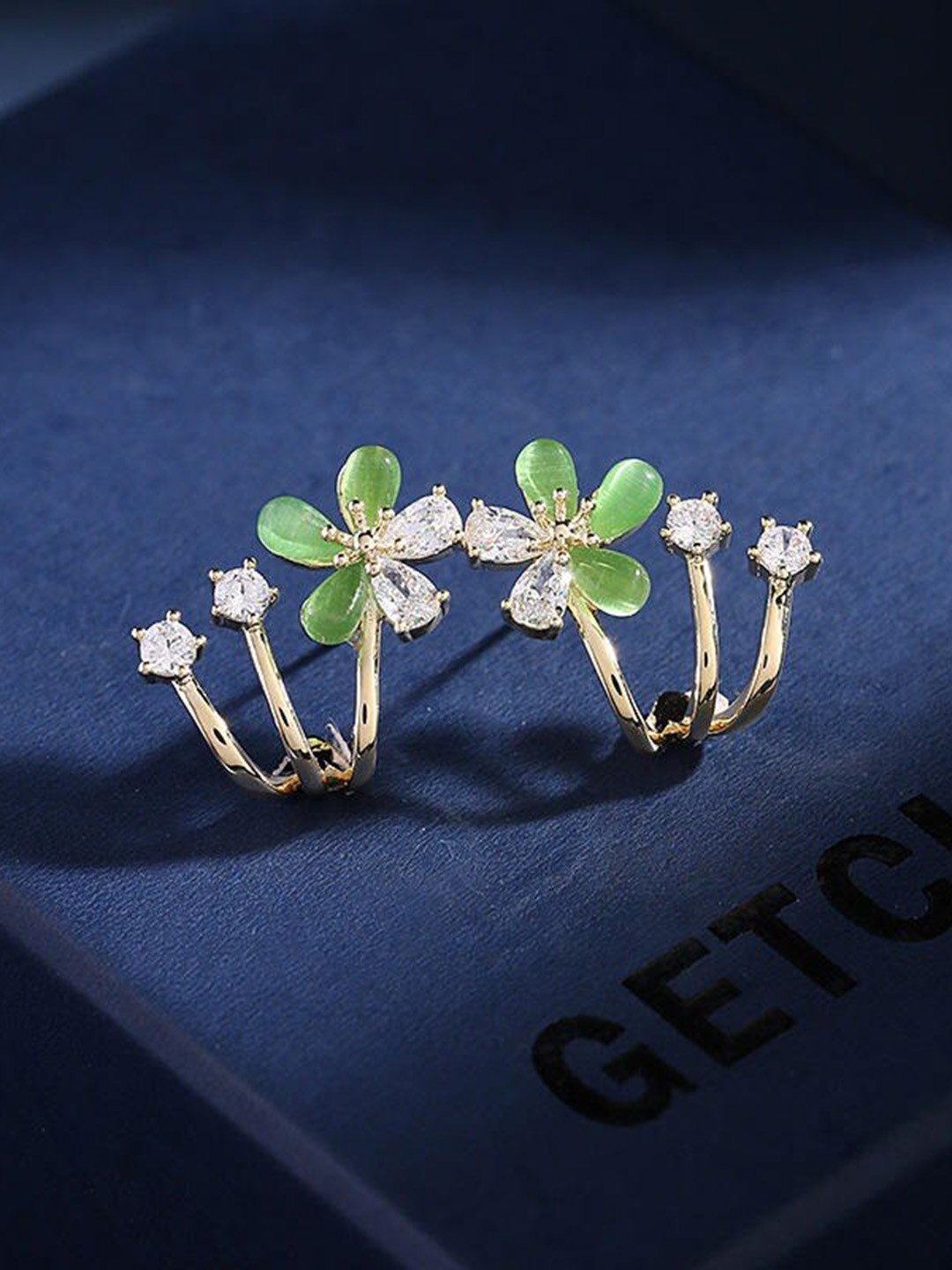 

VIEN Gold Plated Floral Shaped Ear Cuff Earrings