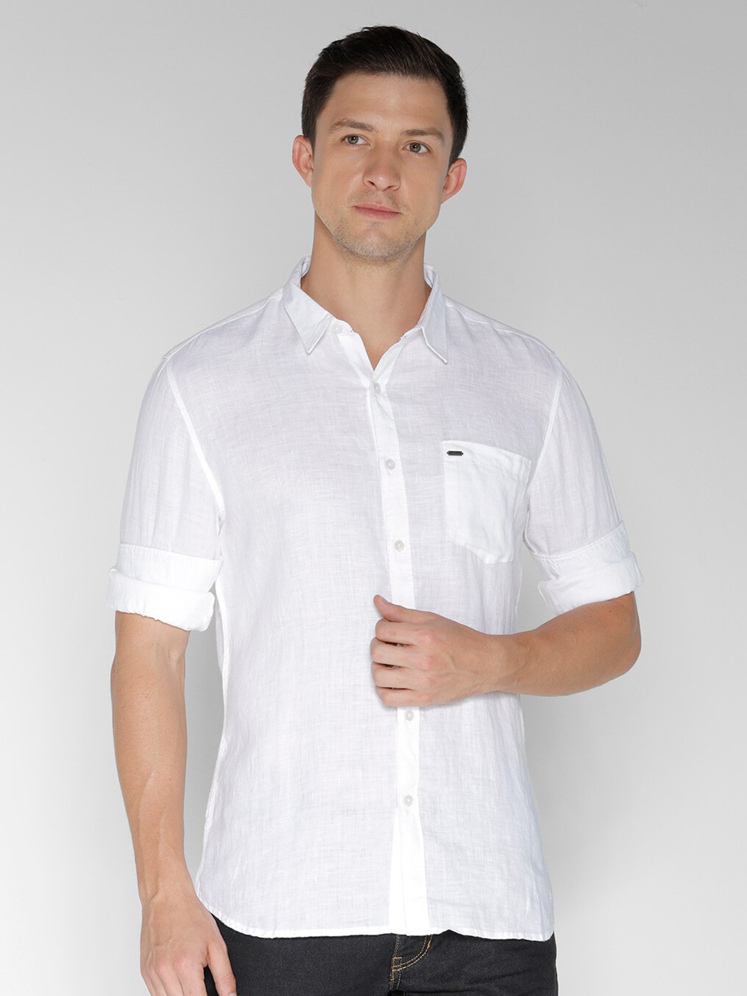 

IDENTITI India Slim Slim Fit Spread Collar Long Sleeve Cotton Casual Shirt, White