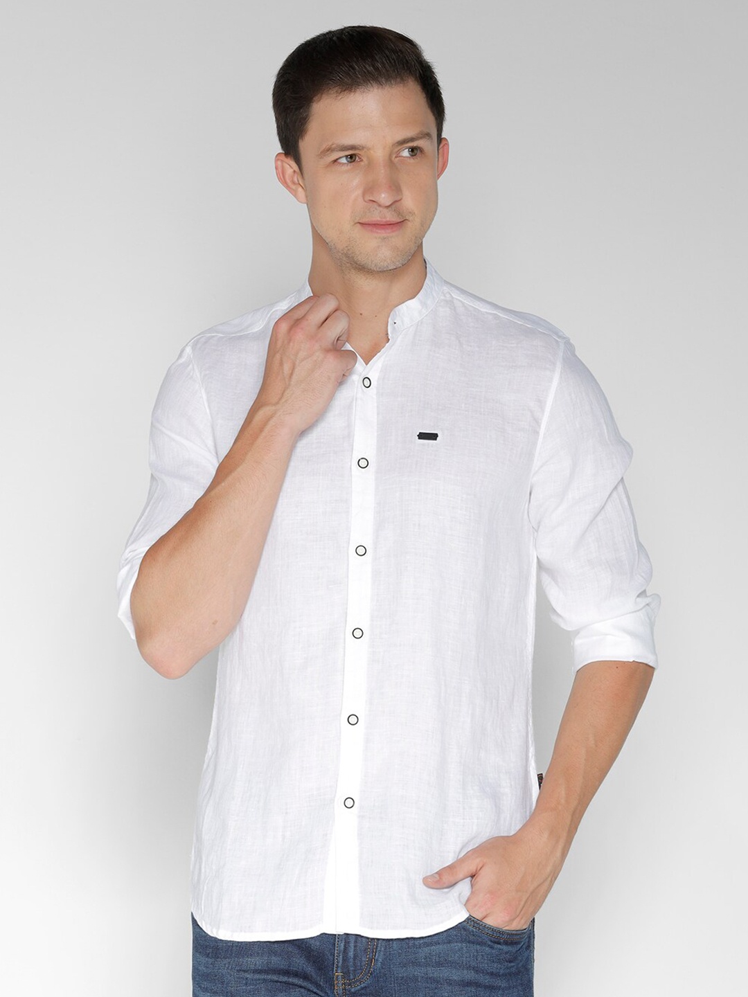 

IDENTITI Slim Fit Opaque Linen Casual Shirt, White