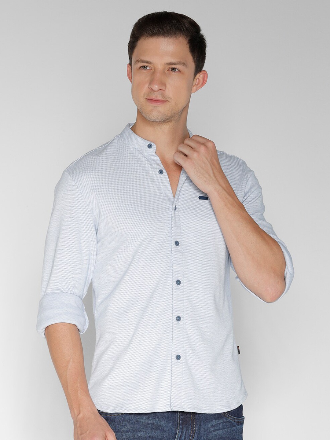 

IDENTITI Slim Fit Opaque Cotton Casual Shirt, Blue