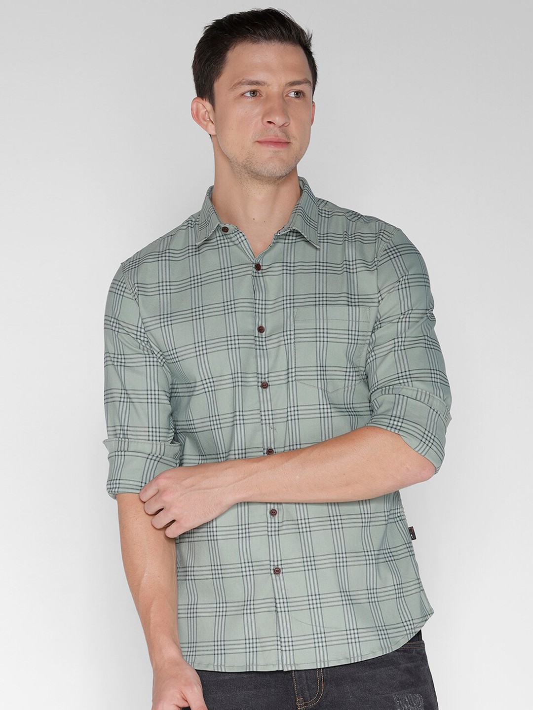 

IDENTITI Slim Fit Tartan Checked Casual Shirt, Green