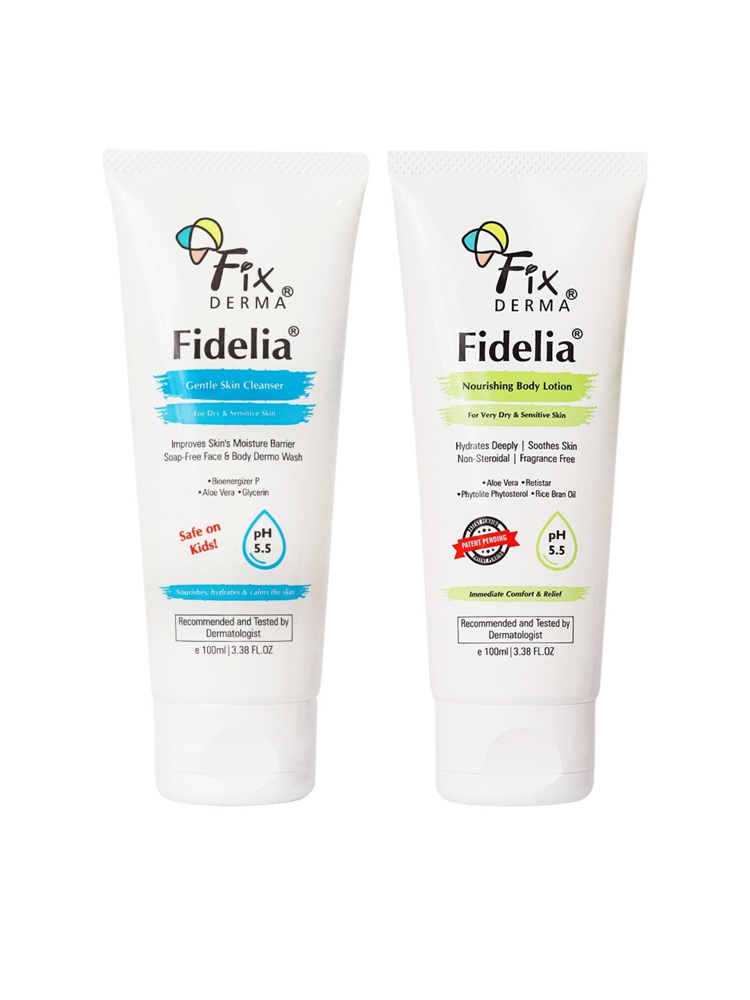 

FIXDERMA Fidelia Set of 2 Nourishing Body Lotion & Gentle Skin Cleanser-100ml Each, White