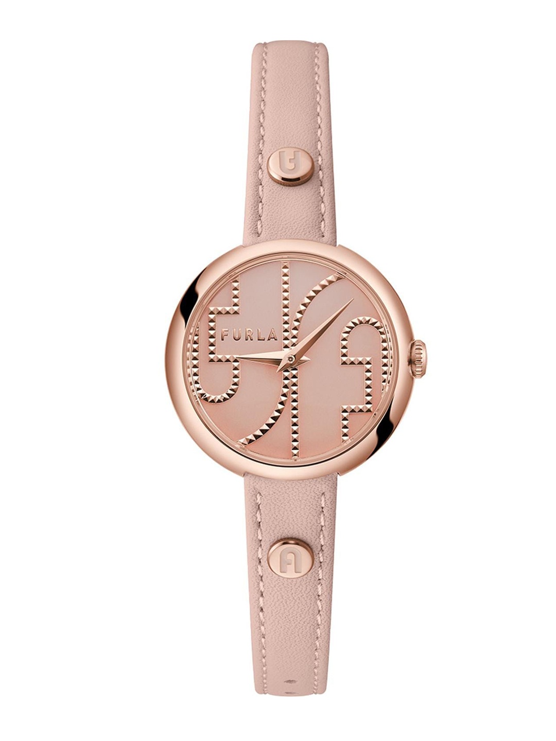 

Furla Women Embellished Dial & Leather Straps Analogue Watch WW00005012L3, Rose gold