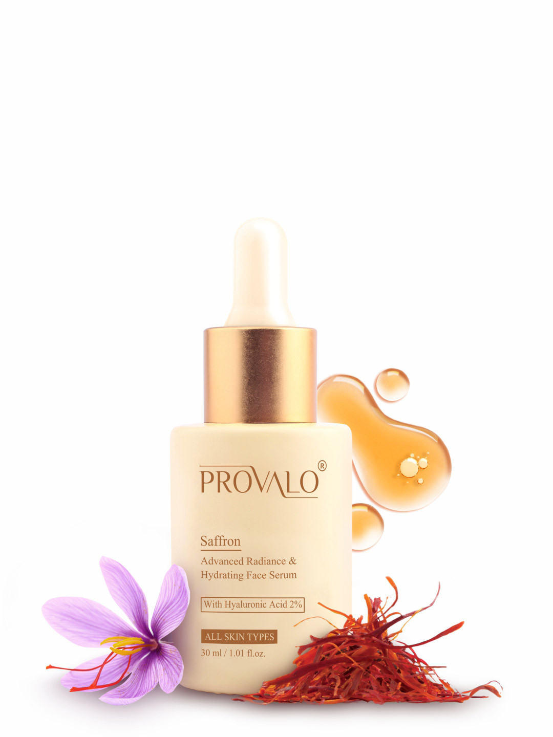 

PROVALO Saffron Face Serum for Skin Brightening & Dark Spots Reduction - 30ml, Gold