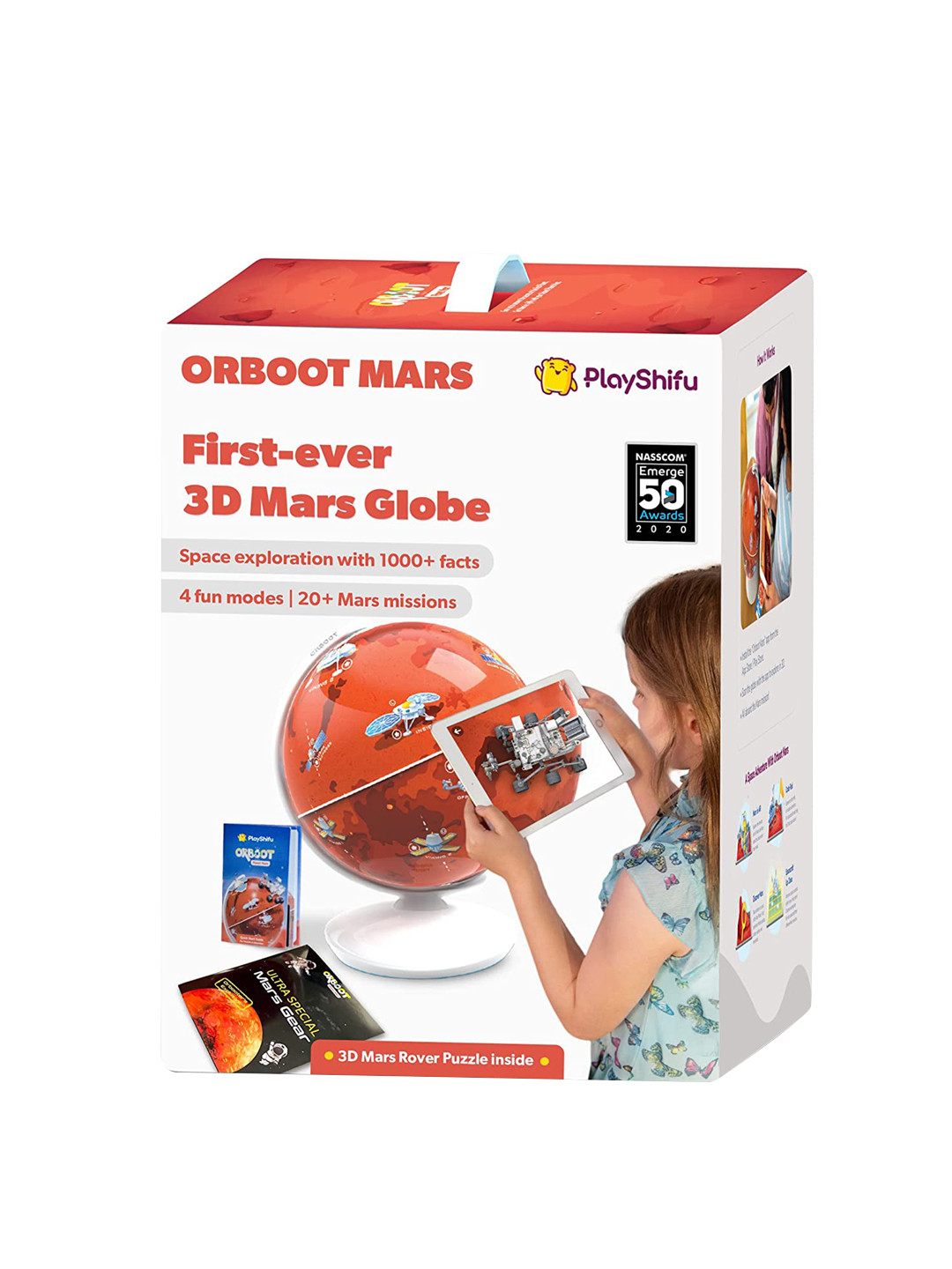 

Playshifu Kids Orboot Mars Globe & App Interactive Science Kit, Red